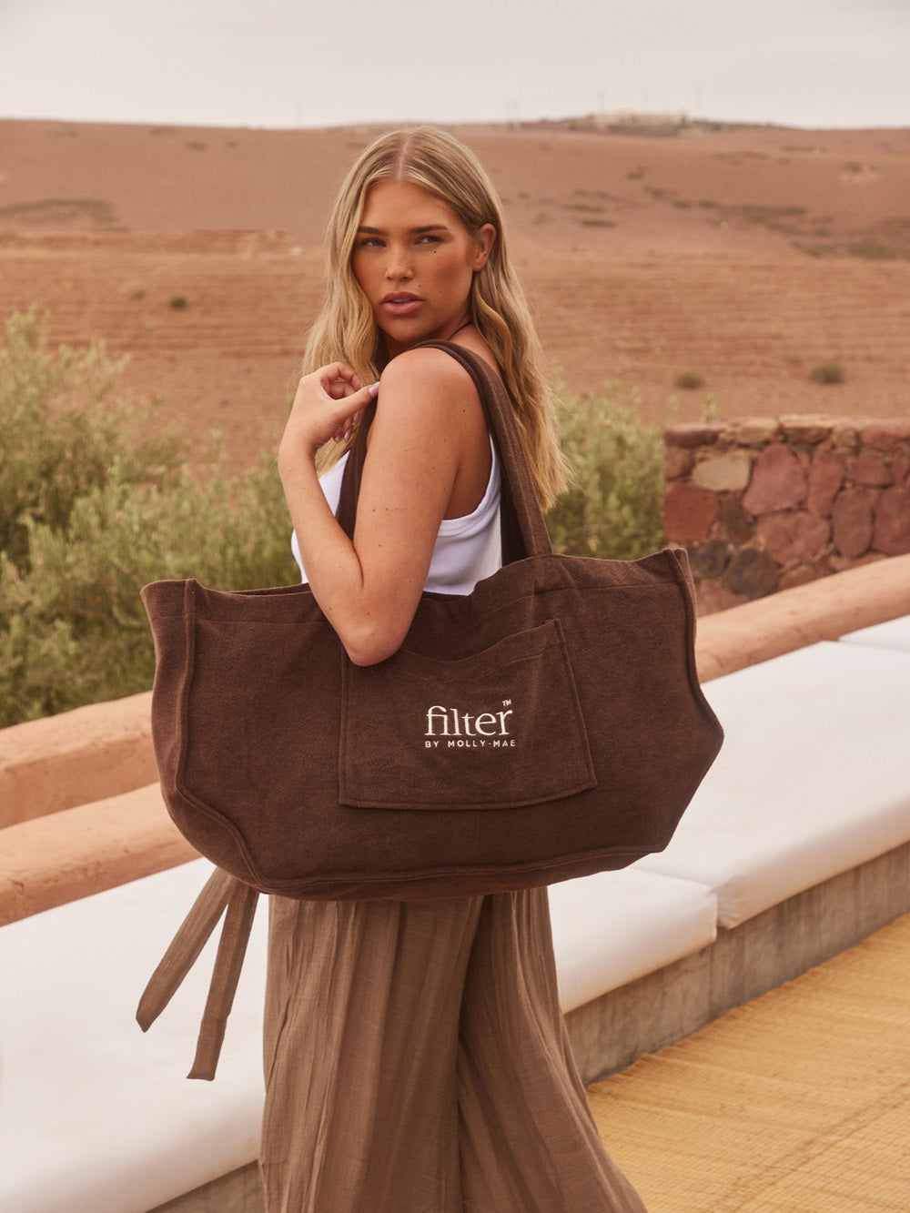 Brown Towel Beach Bag