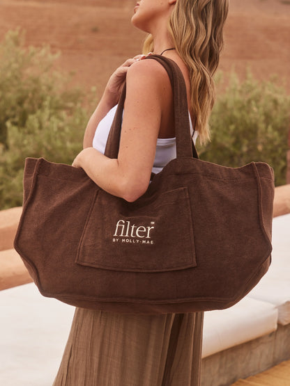 Brown Towel Beach Bag